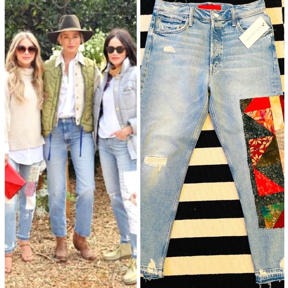 MOTHER Denim - ❤️  MOTHER DENIM CAROLYN MURPHY PATCHWORK TOMCAT ANKLE QUILTED PATCHES JEANS 28